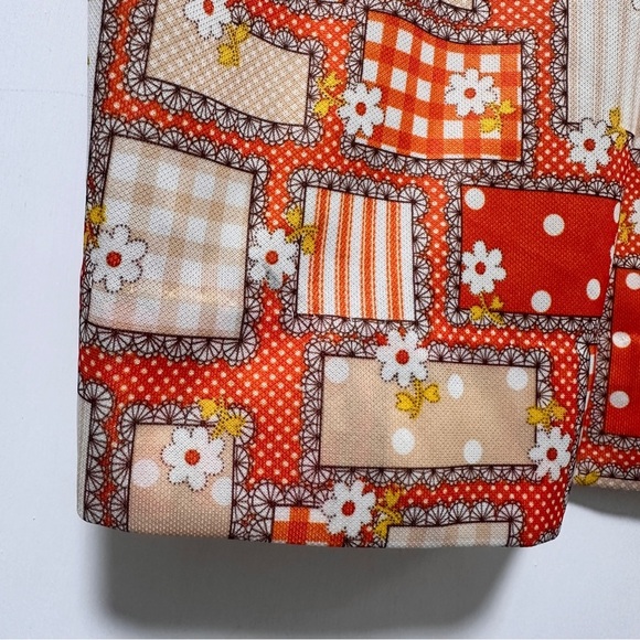 Vintage 60s/70s Orange Floral Short Sleeve Top Retro Boxy Women’s Size XL Boho - Picture 10 of 16